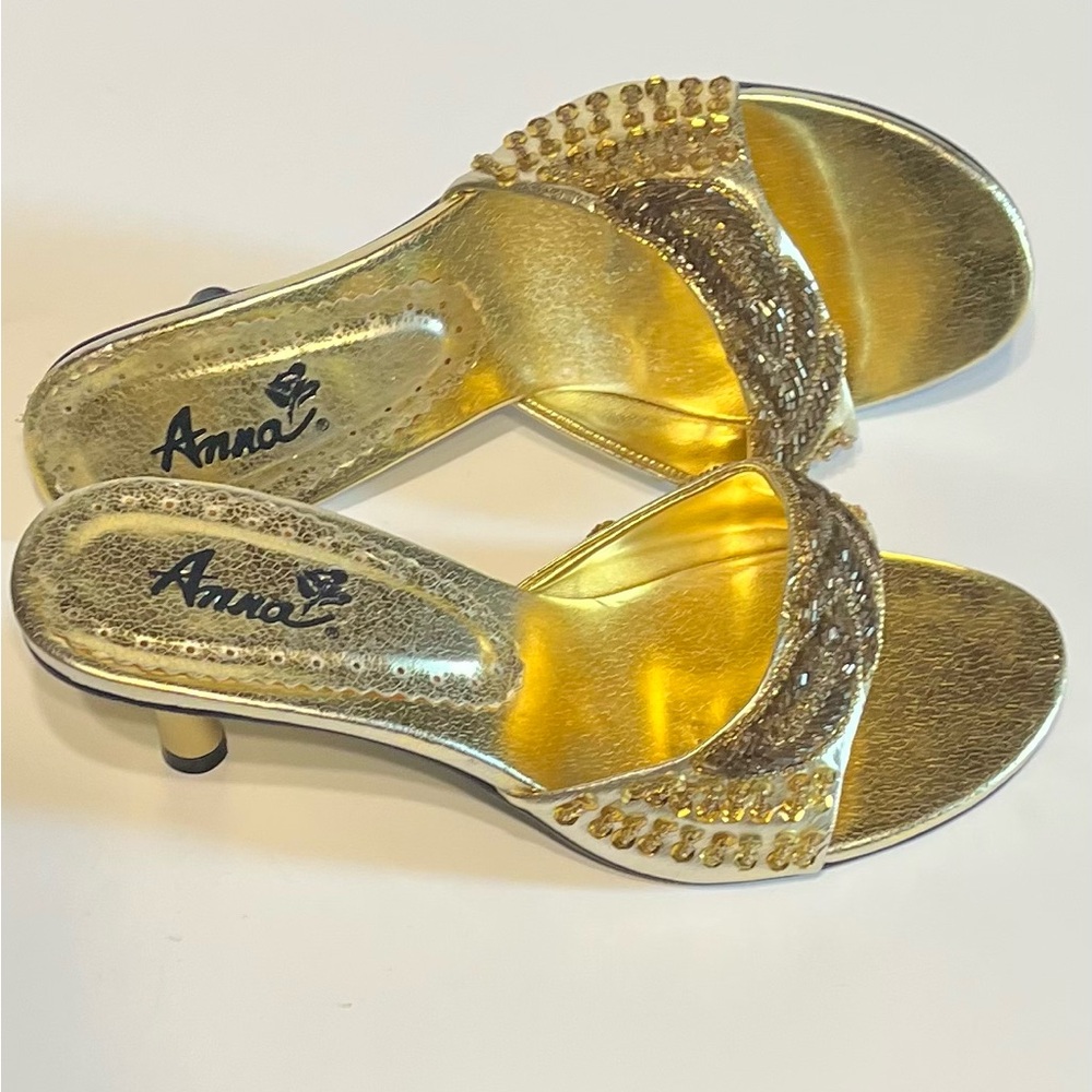 Vintage Anna Gold Sparkle Heels